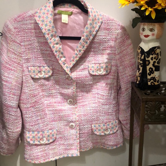 Vintage Sigrid Olsen classic pink tweed trimmed in polkadots!! - Picture 8 of 8